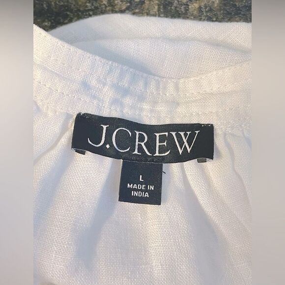 J.Crew Cabana Linen Top White L - Picture 7 of 8